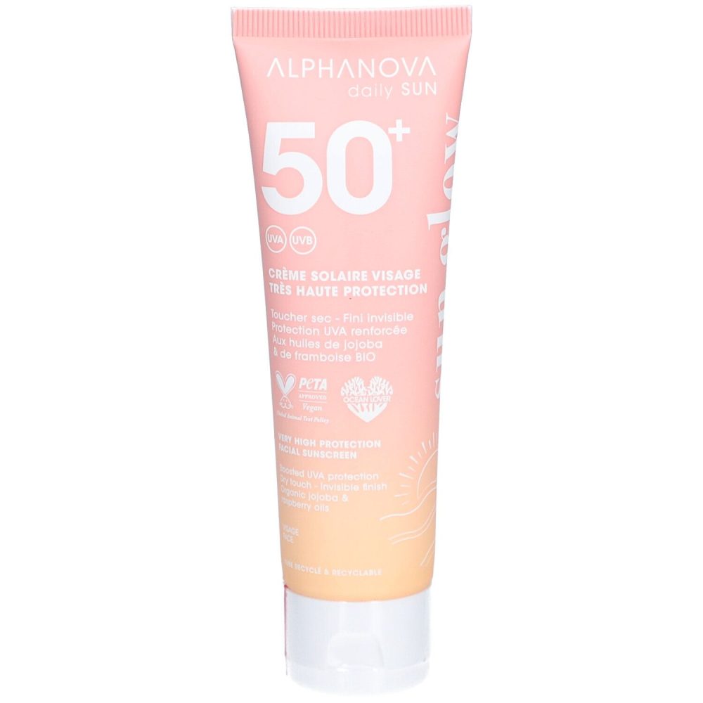Alphanova Sonnencreme Gesicht Spf50+ Trockener Touch mit Bio-Ölen