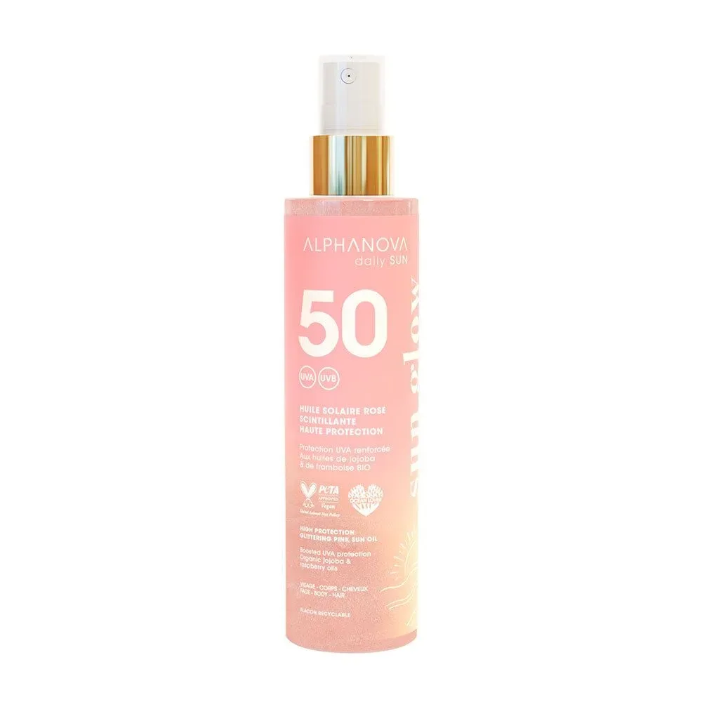 Alphanova Sonnenöl Glitzernde Rose Spf50 mit Bio-Ölen