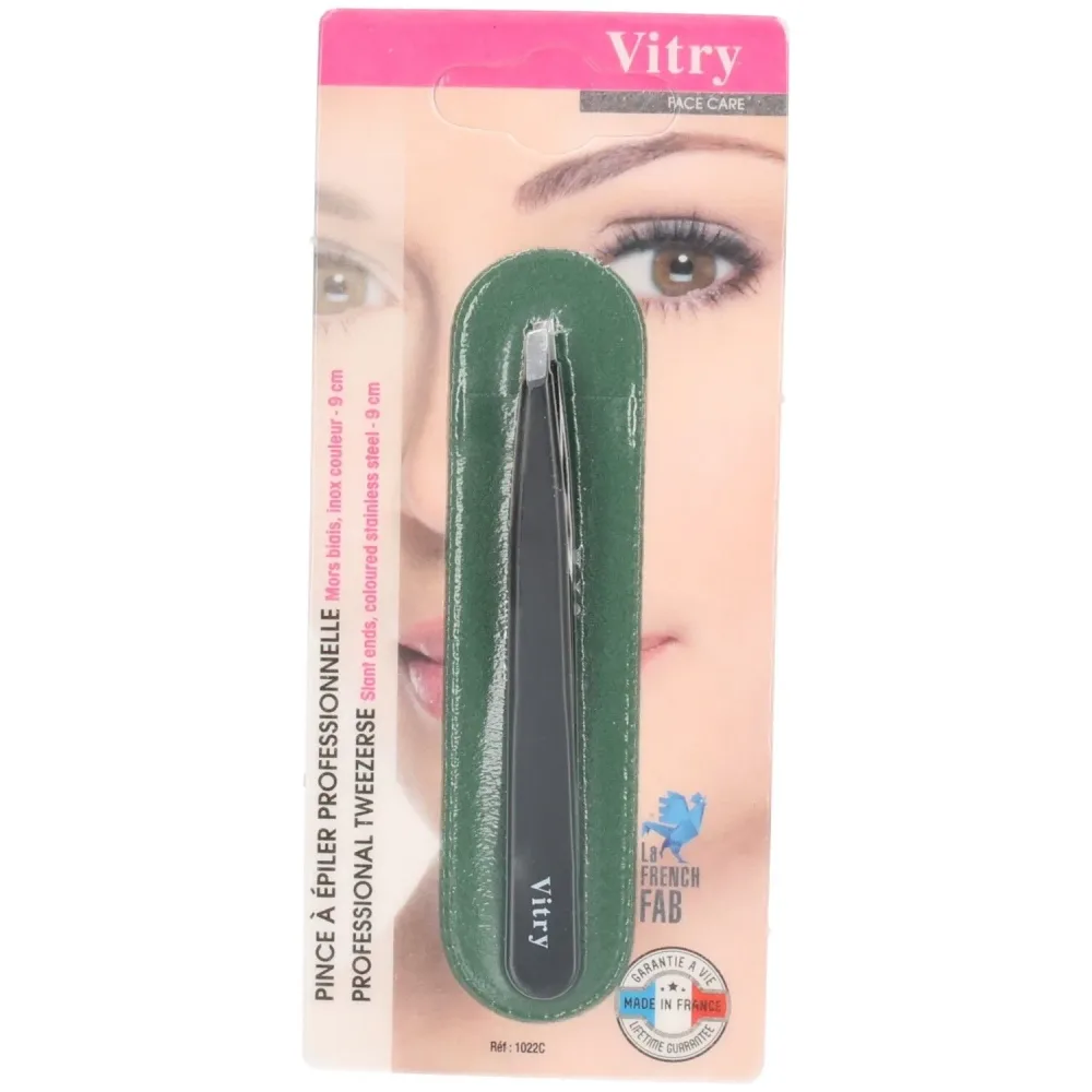 Vitry Pro pince à épiler mors biais inox couleurs (Couleur non sélectionnable)