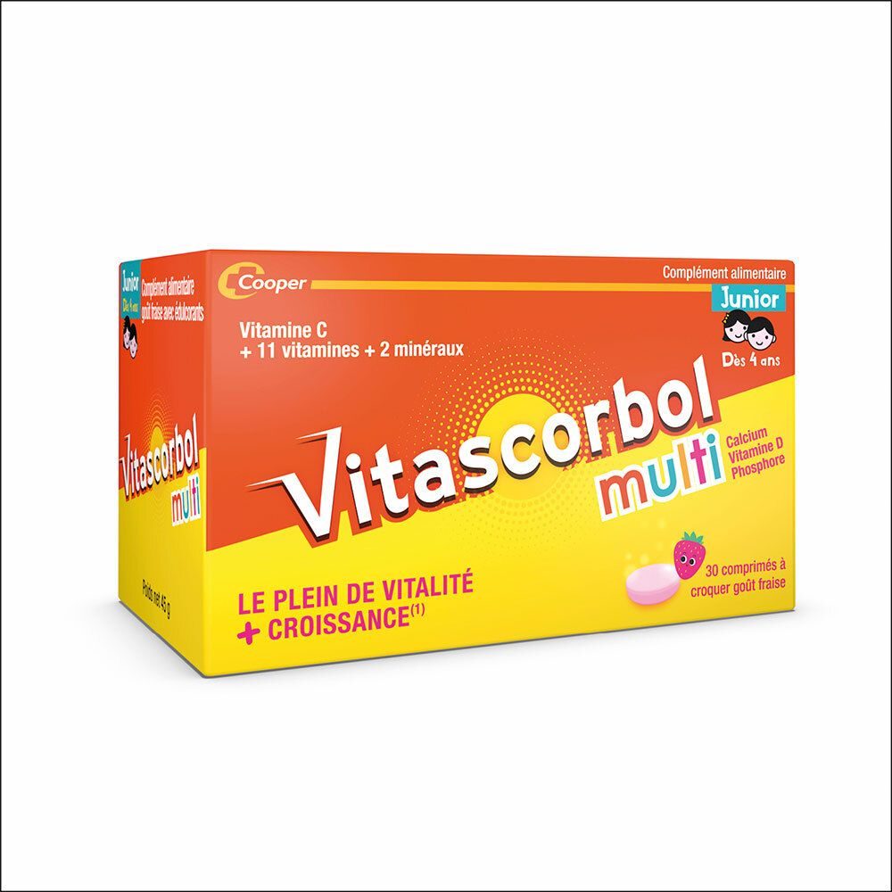 Vitascorbolmulti Junior - Nahrungsergänzungsmittel Vitamin C für Kinder- 30 Tabletten
