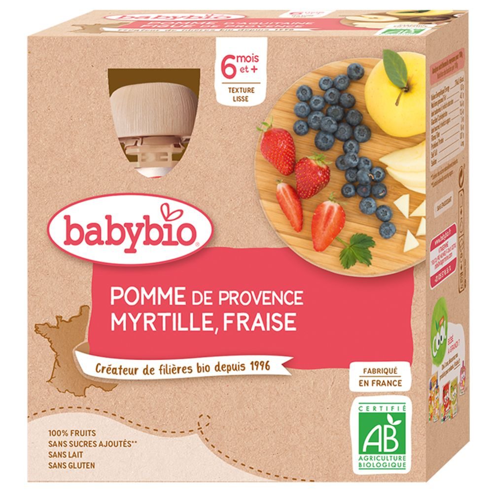 Babybio Pomme DE Provence & Myrtille Fraise ab 6 Monaten