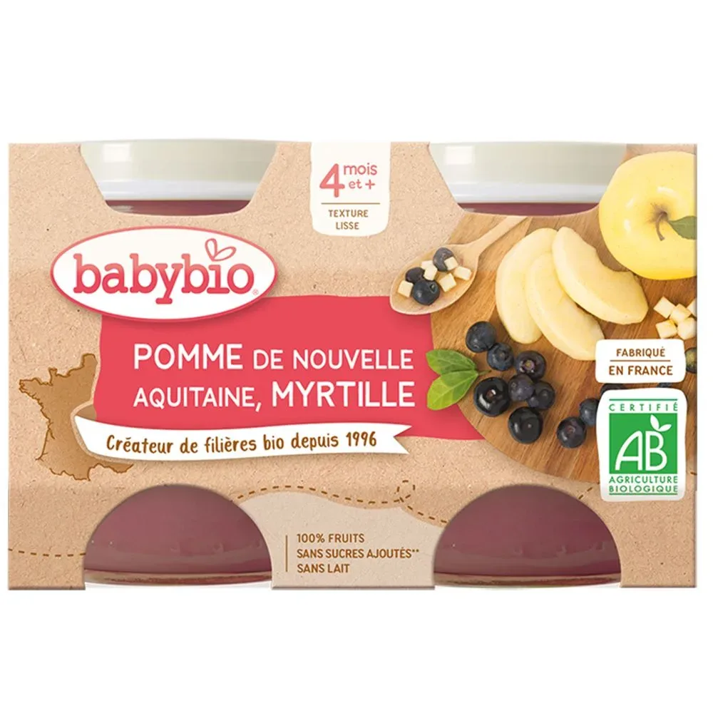 Babybio Pomme DE Nouvelle-Aquitaine & Myrtille ab 4 Monaten
