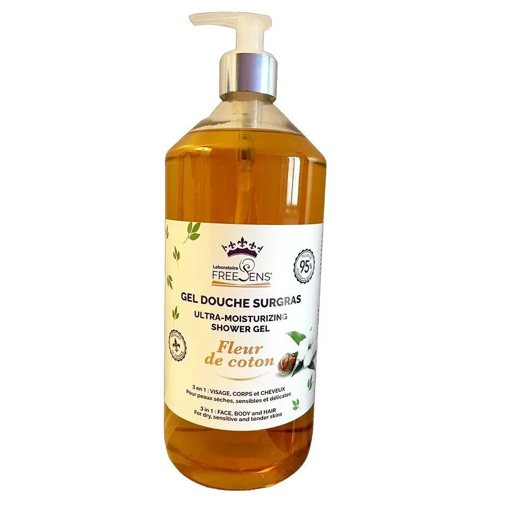 Freesens® Gel douche surgras 3 en 1 - Fleur de coton
