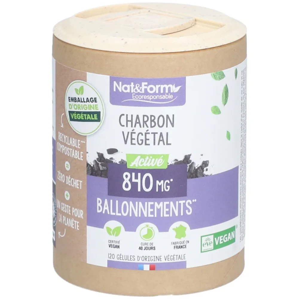 Nat & Form Ecocert® Aktivierte pflanzliche Kohle