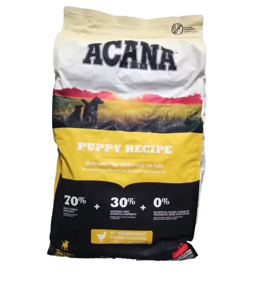 Acana Puppy Recipe ? Trockenfutter für Welpen aller Rassen ? Frisches Hähnchen & roher Seehecht