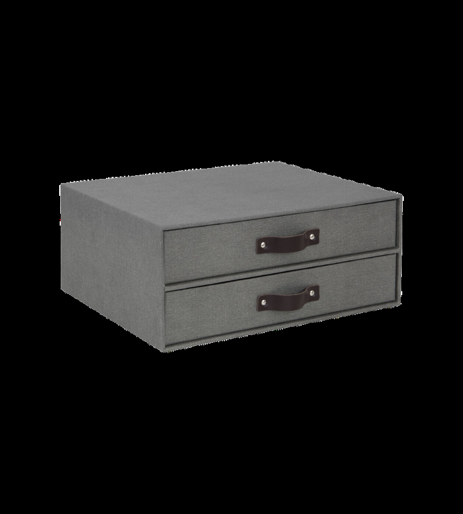 BIRGER Schubladenbox 2 Fächer - Grau Canvas