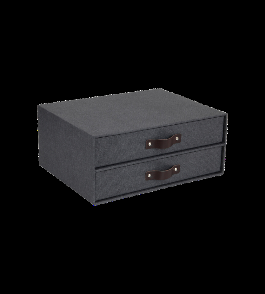BIRGER Schubladenbox 2 Fächer - Schwarz Canvas