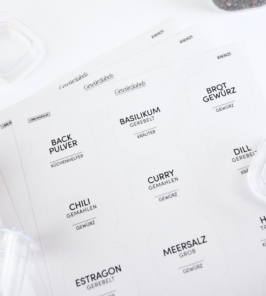 Etiketten Gewürze ECKIG - Minimal