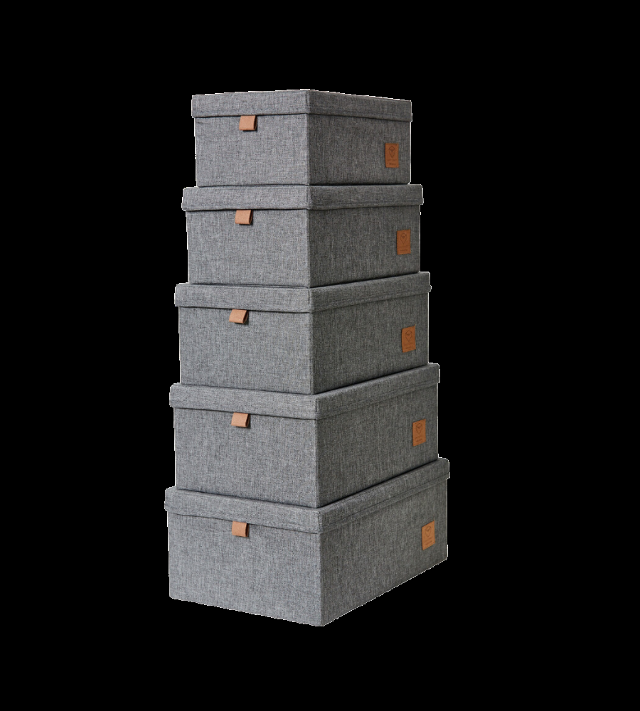 PREMIUM Aufbewahrungsboxen mit Deckel Grau - Set 5 Stk.