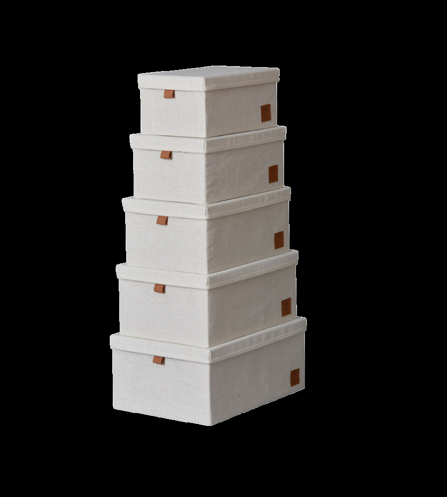 PREMIUM Aufbewahrungsboxen mit Deckel Beige - Set 5 Stk.