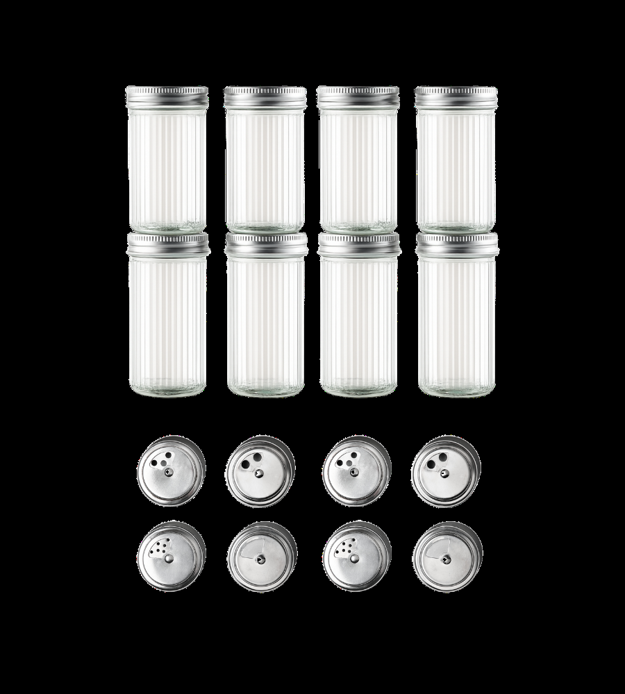 Gewürzgläser RIPPLE mit STREUEINSATZ - Set 8 Stk.