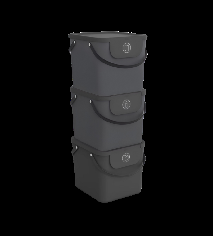 3er Set - ALBULA Recycling Müllsystem 40L - Anthrazit