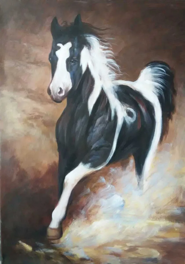 Galoppierendes Pferd – handgemaltes Ölbild auf Leinwand, 50 x 70 cm