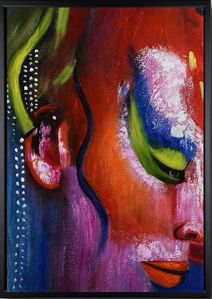 Abstraktes Frauengesicht – handgemaltes Ölbild auf Leinwand, 50 x 75 cm