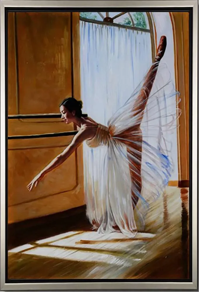 Ballerina am Fenster – handgemaltes Ölbild auf Leinwand, 50 x 75 cm