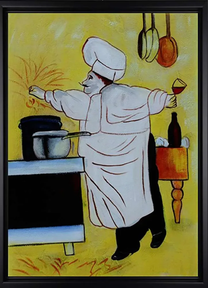 Koch in der Küche – handgemaltes Ölbild auf Leinwand, 50 x 70 cm