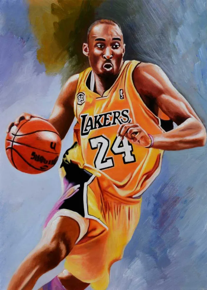Basketballspieler in Aktion – handgemaltes Ölbild auf Leinwand, 50 x 70 cm