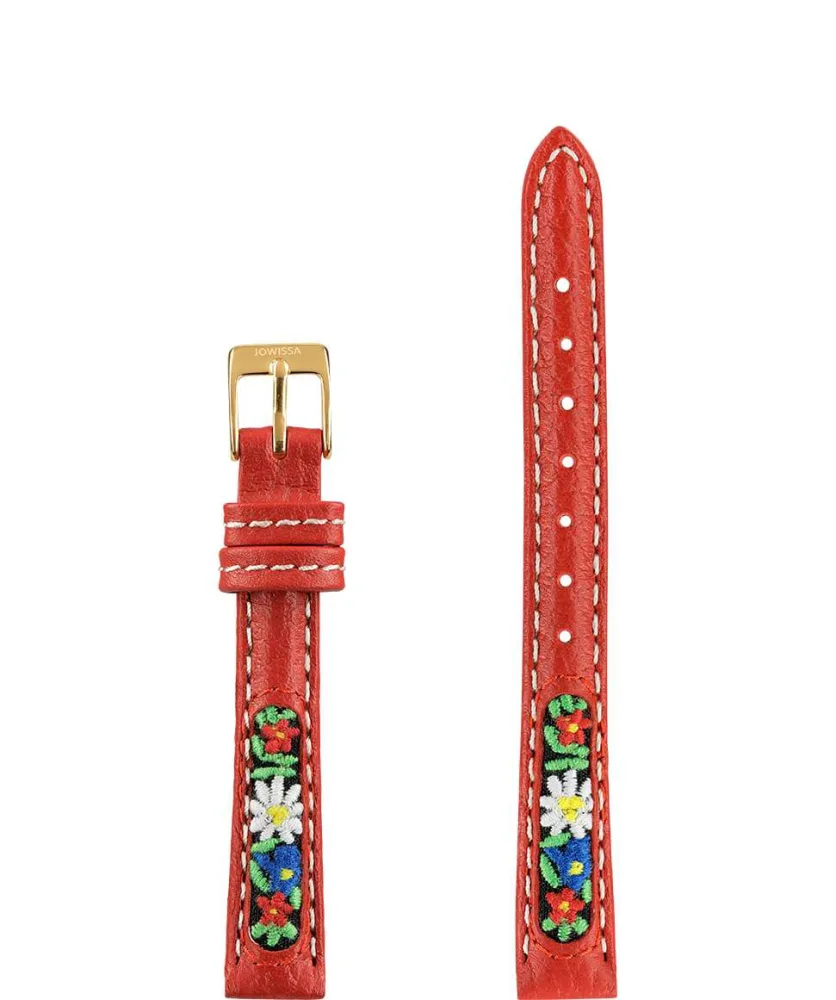 Leder Uhrenband mit Edelweiss Stickerei E3.1372.S