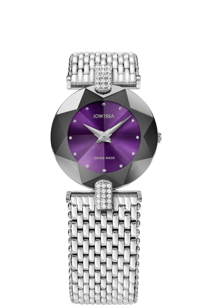 Facet Strass Schweizer Damenuhr J5.301.M