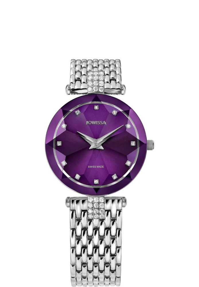 Facet Strass Schweizer Damenuhr J5.702.M
