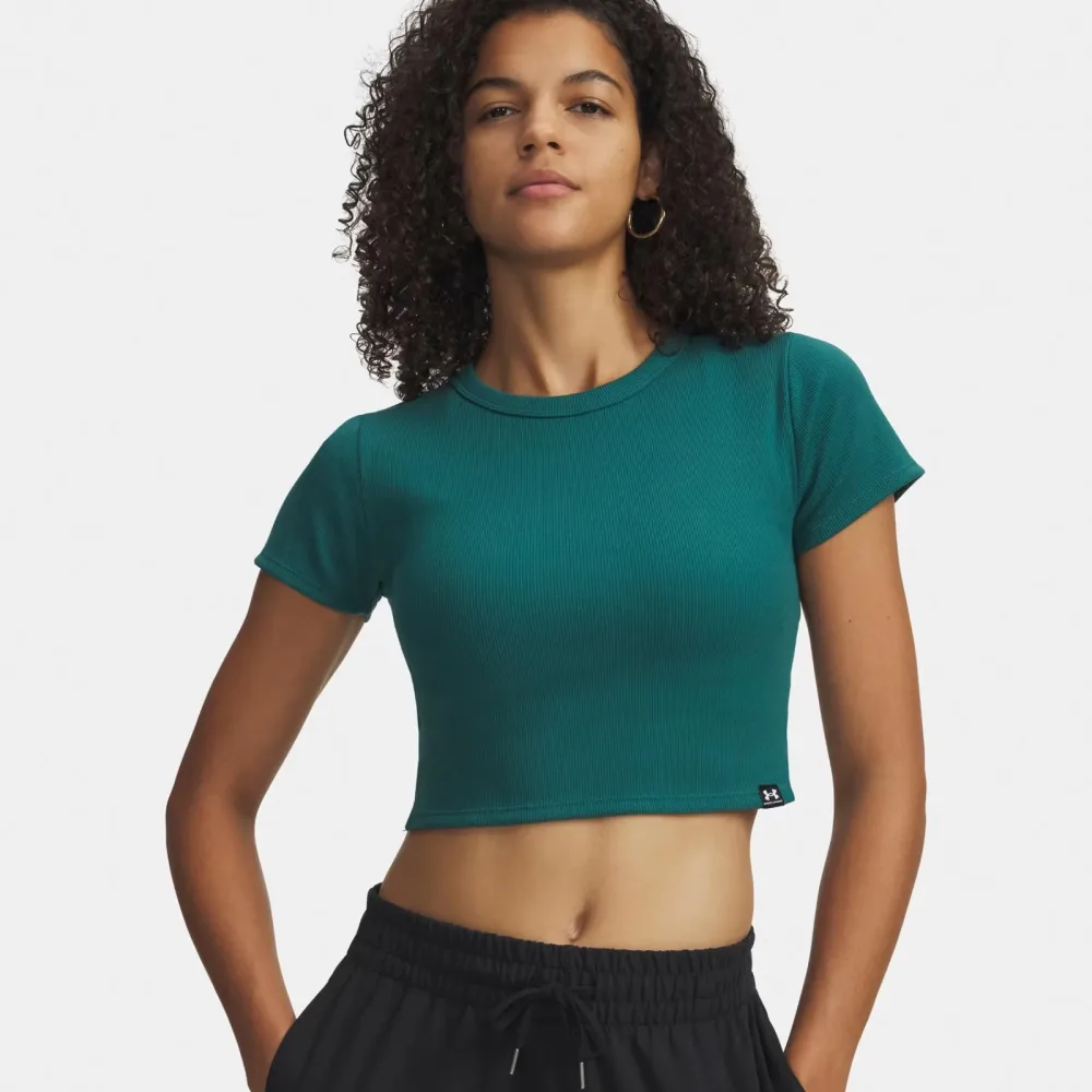 UNDER ARMOUR Damen T-Shirt UA Rival Rib Baby petrol | L