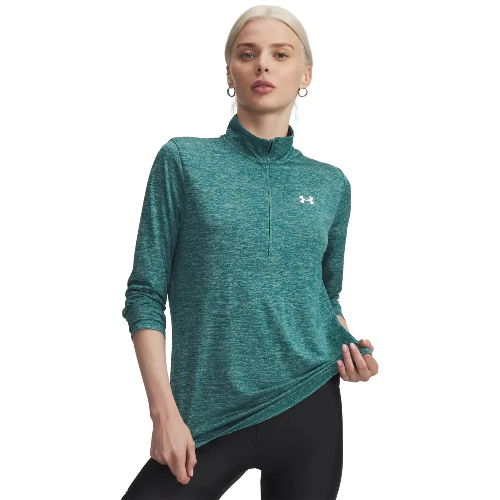 Under Armour Tech 1/2 Zip - Twist Longsleeve Damen grün, weiß