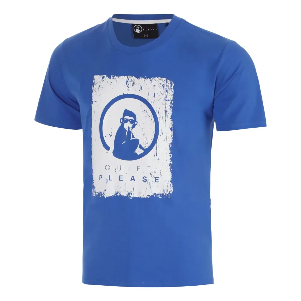Quiet Please Crush Scraped T-Shirt Herren-blau, weiß
