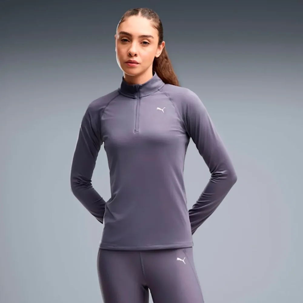Puma Velocity Cloudspun 1/4 Zip  Laufshirt Damen - grau