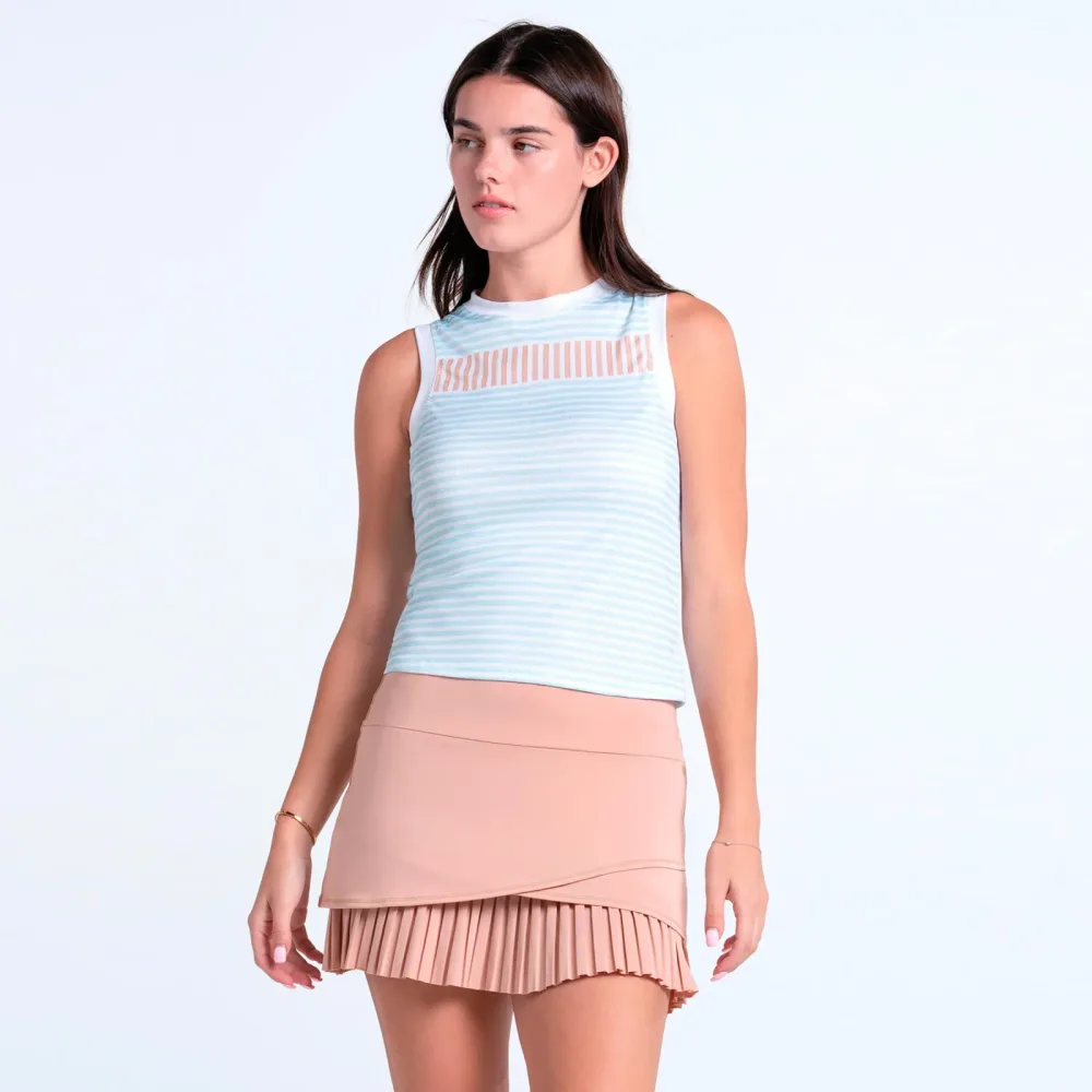 Lucky in Love Weave Stripe Muscle Tank-Top Damen - hellblau, apricot