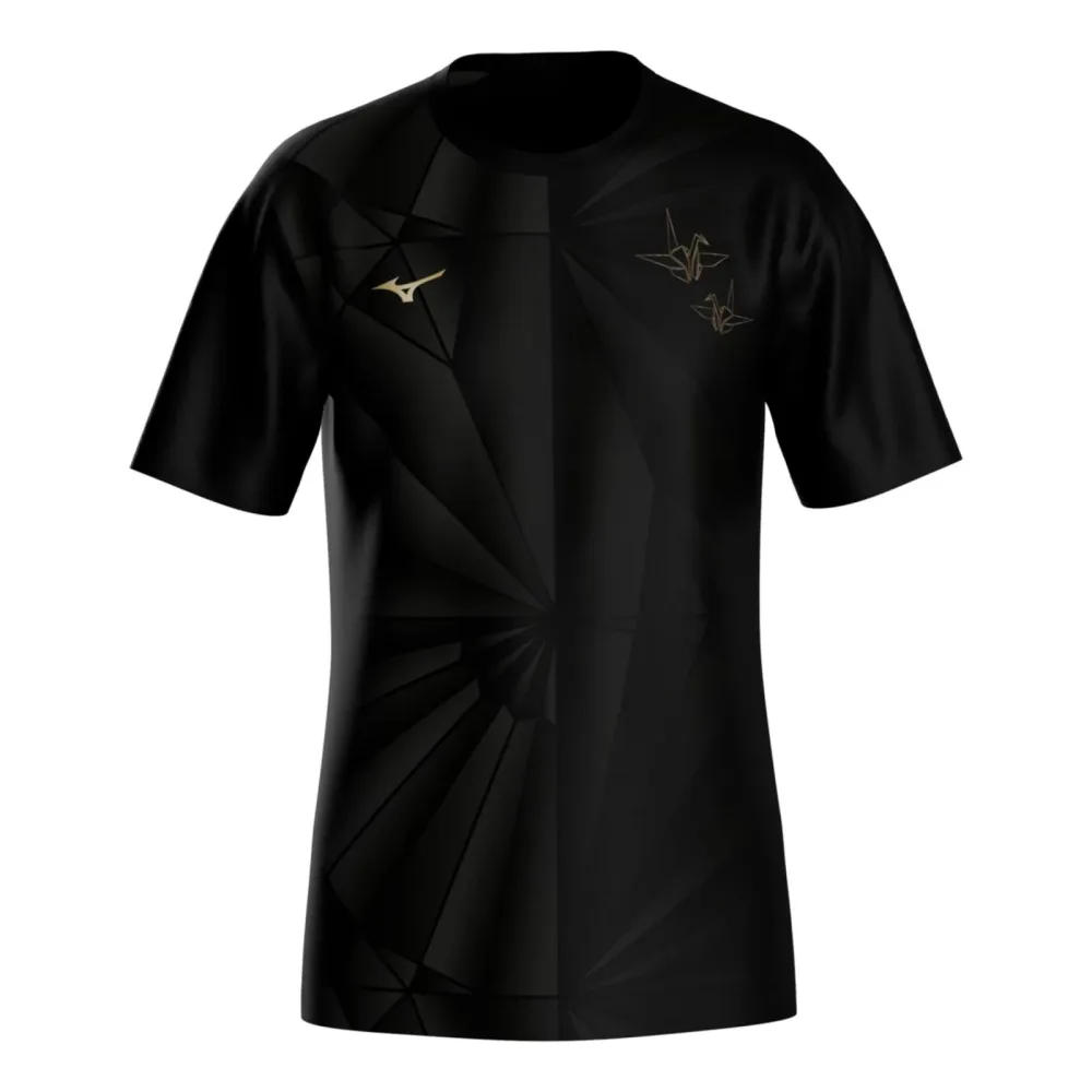 Mizuno Active DryAeroFlow Graphic  Laufshirt Herren - schwarz, gold