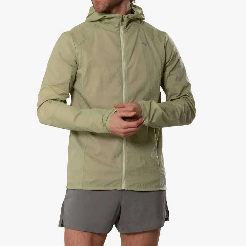 Mizuno Tech Light Hooded Laufjacke Herren - beige