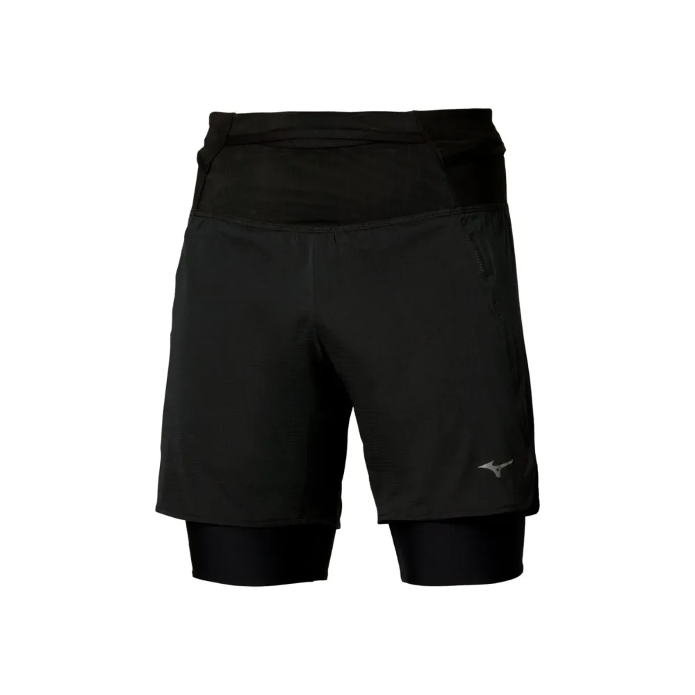 Mizuno Trail Multipocket Trail 2in1 Laufshorts Herren - schwarz