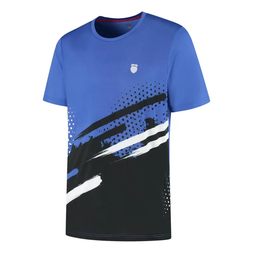 K - Swiss Hypercourt Print Crew Stripe T Shirt Herren