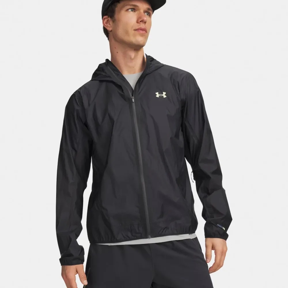Under Armour Explor Trail Run Rain  Laufjacke Herren-anthrazit, hellgrün