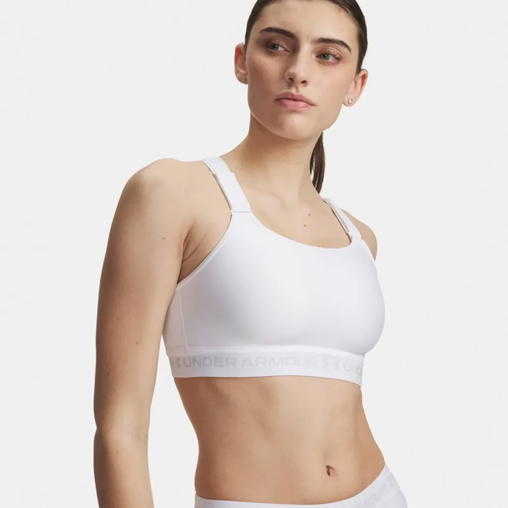 Under Armour HeatGear High Sport - BH Damen weiß, grau