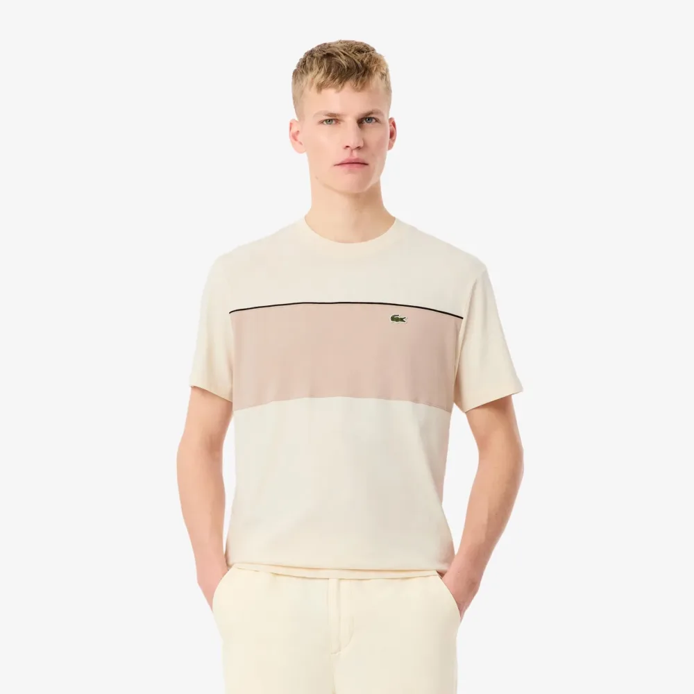 Lacoste Colorblock T-Shirt Herren - creme, beige