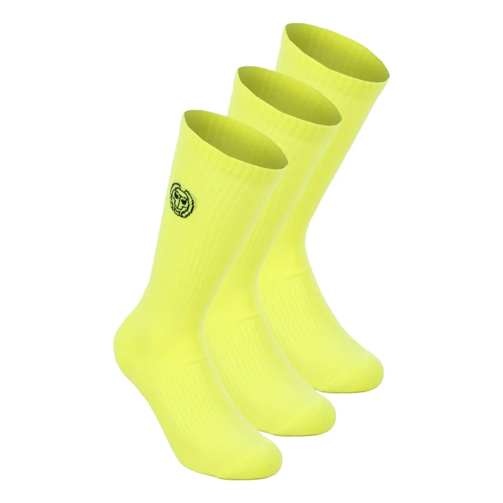 BIDI BADU Crew Performance Tennis Socks 3 Pack -neon yellow