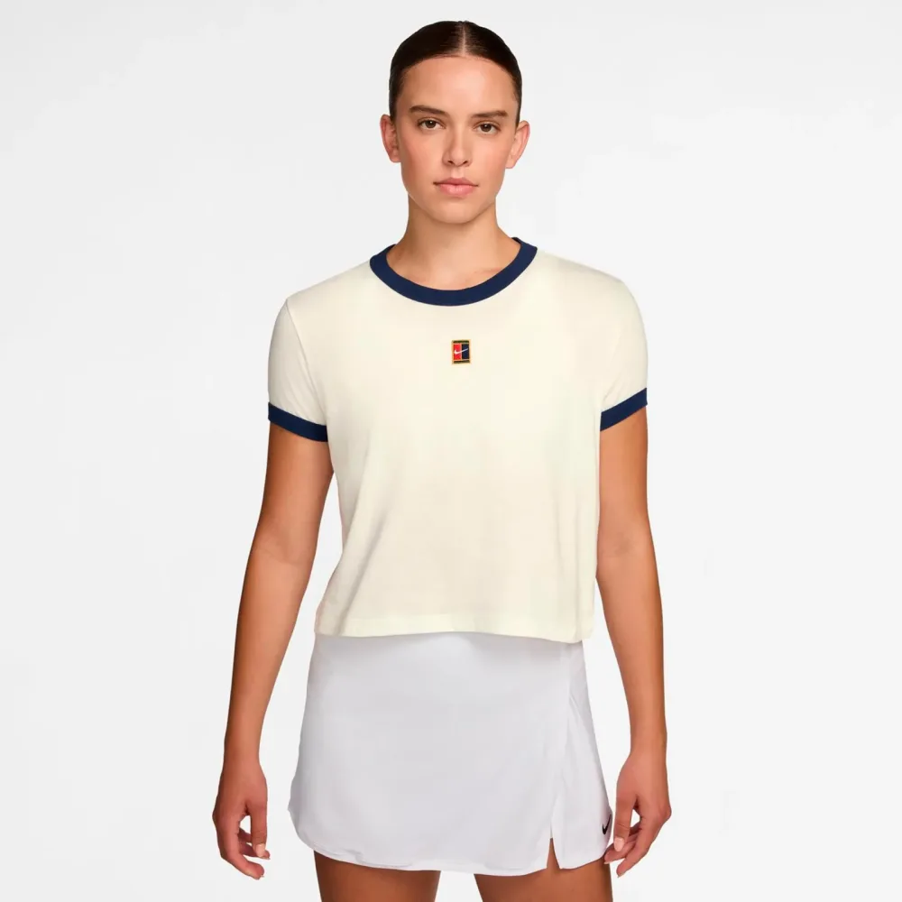 Nike Heritage T - Shirt Damen creme, dunkelblau