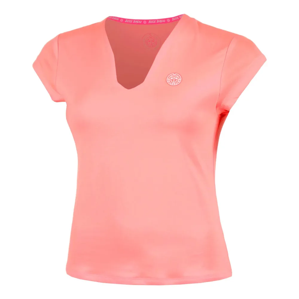 BIDI BADU Out of Control V-Neck T-Shirt Damen-pink, weiß