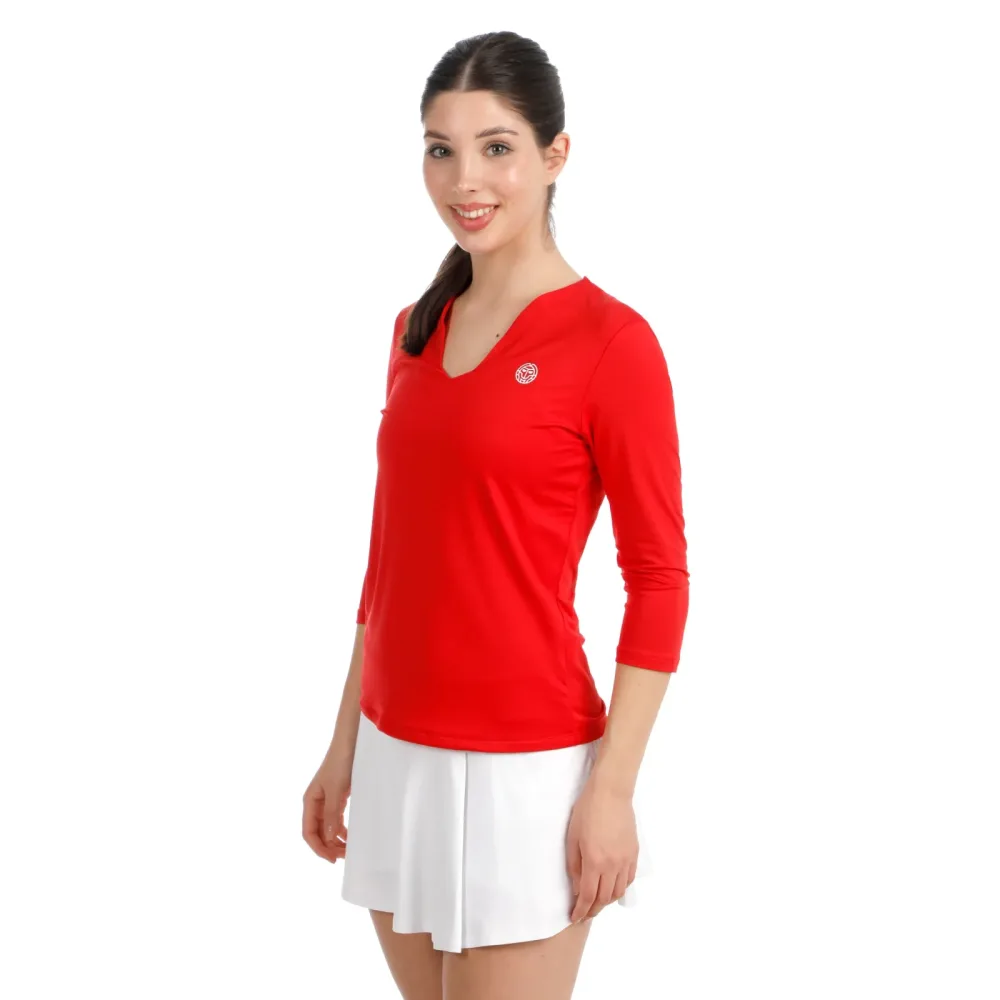 BIDI BADU Crew 2.0 V - Neck Longsleeve Damen rot
