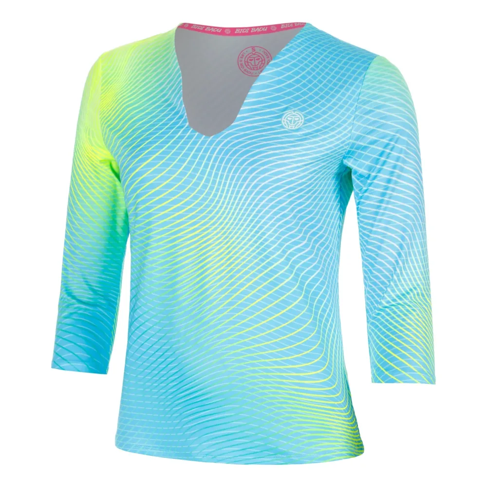 BIDI BADU Out of Control V-Neck Longsleeve Damen-hellblau, neongelb
