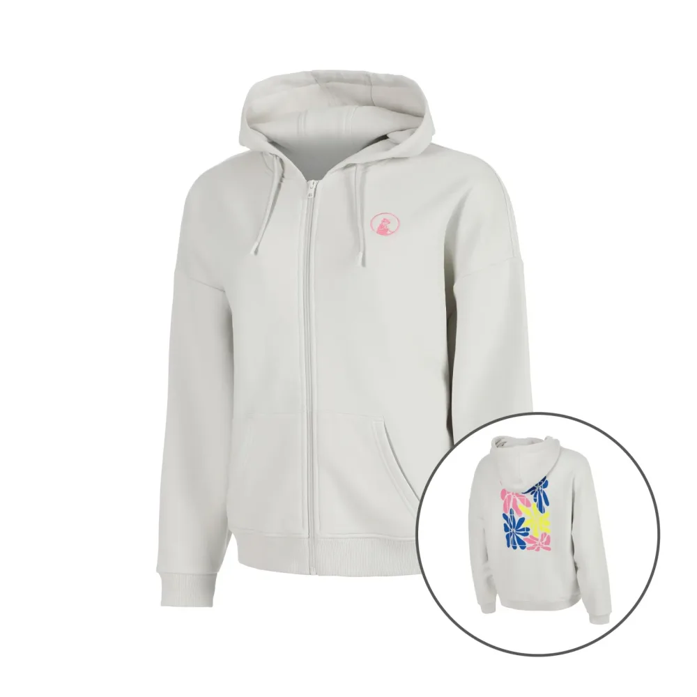 Quiet Please Crush Palm Court Sweatjacke Mädchen-hellgrau, neonpink