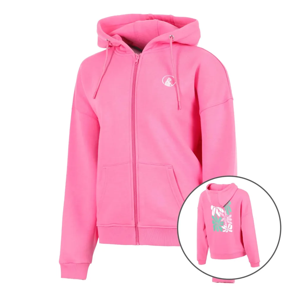 Quiet Please Joy Palm Court Sweatjacke Damen - pink, weiß
