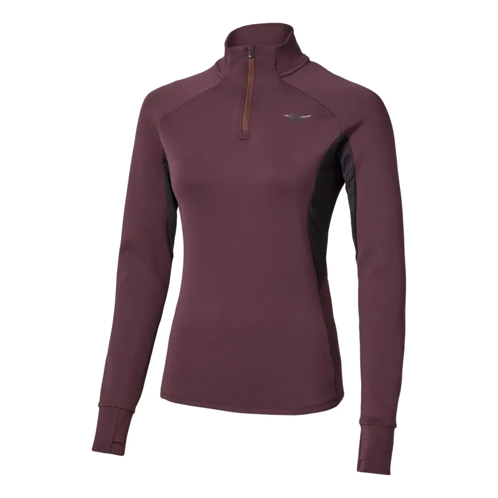 Mizuno Active Warmalite Half Zip Laufshirt Damen - dunkelrot