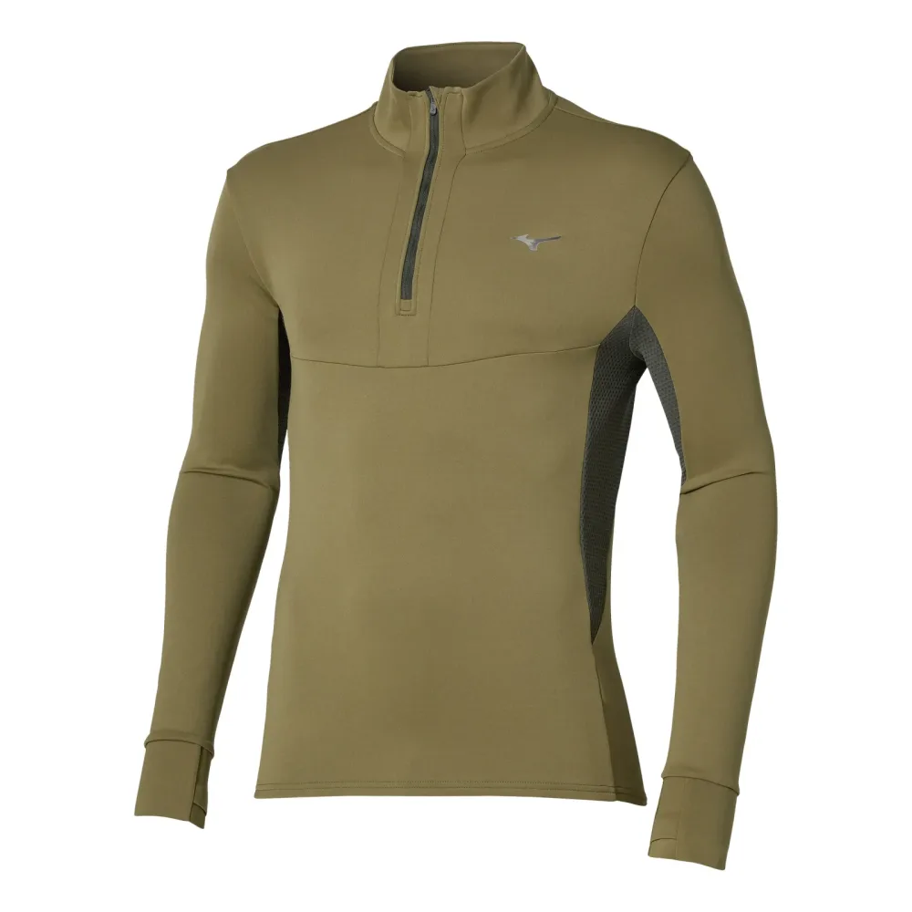 Mizuno Active Warmalite Half Zip Laufshirt Herren - oliv