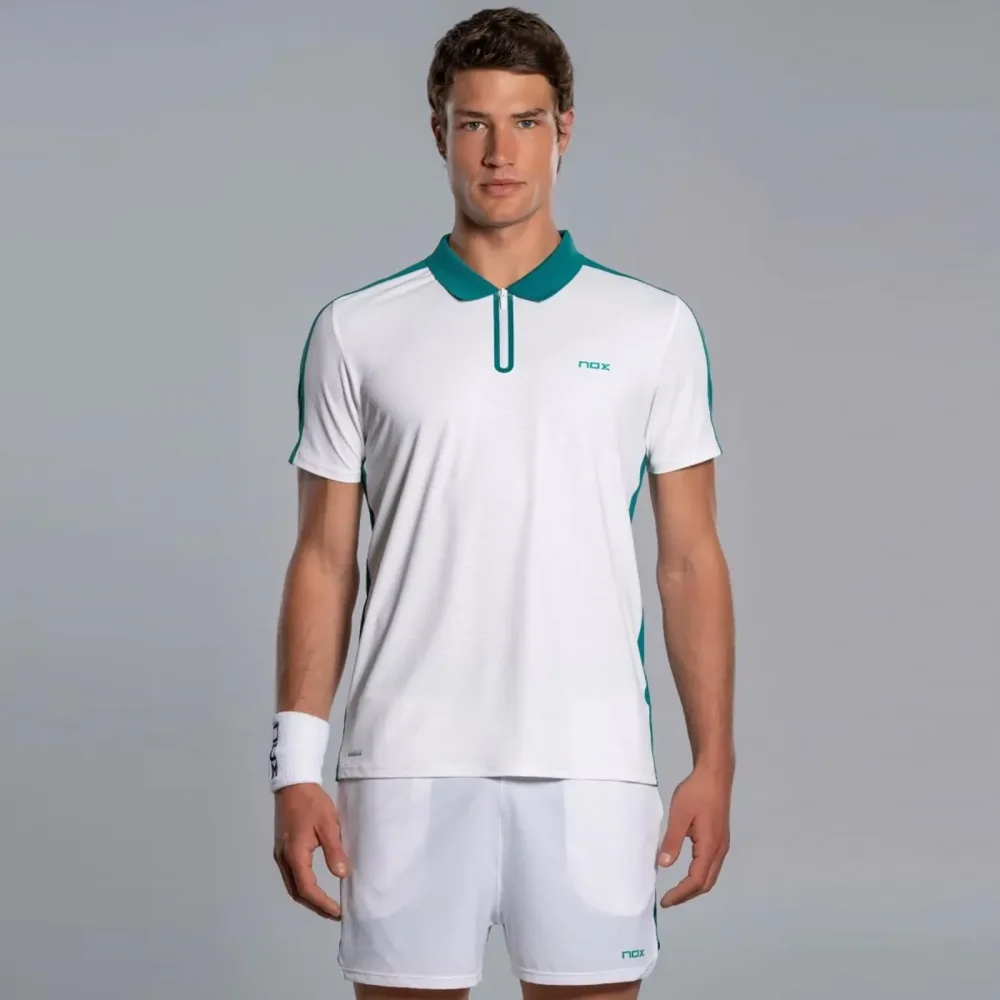 NOX Pro Polo Herren - weiß, blaugrün