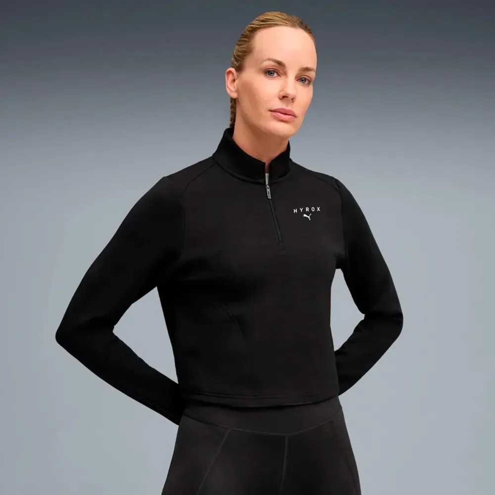 PUMA x HYROX CLOUDSPUN 1/4 Zip Damen Midlayer Schwarz, Damen, Größe: S