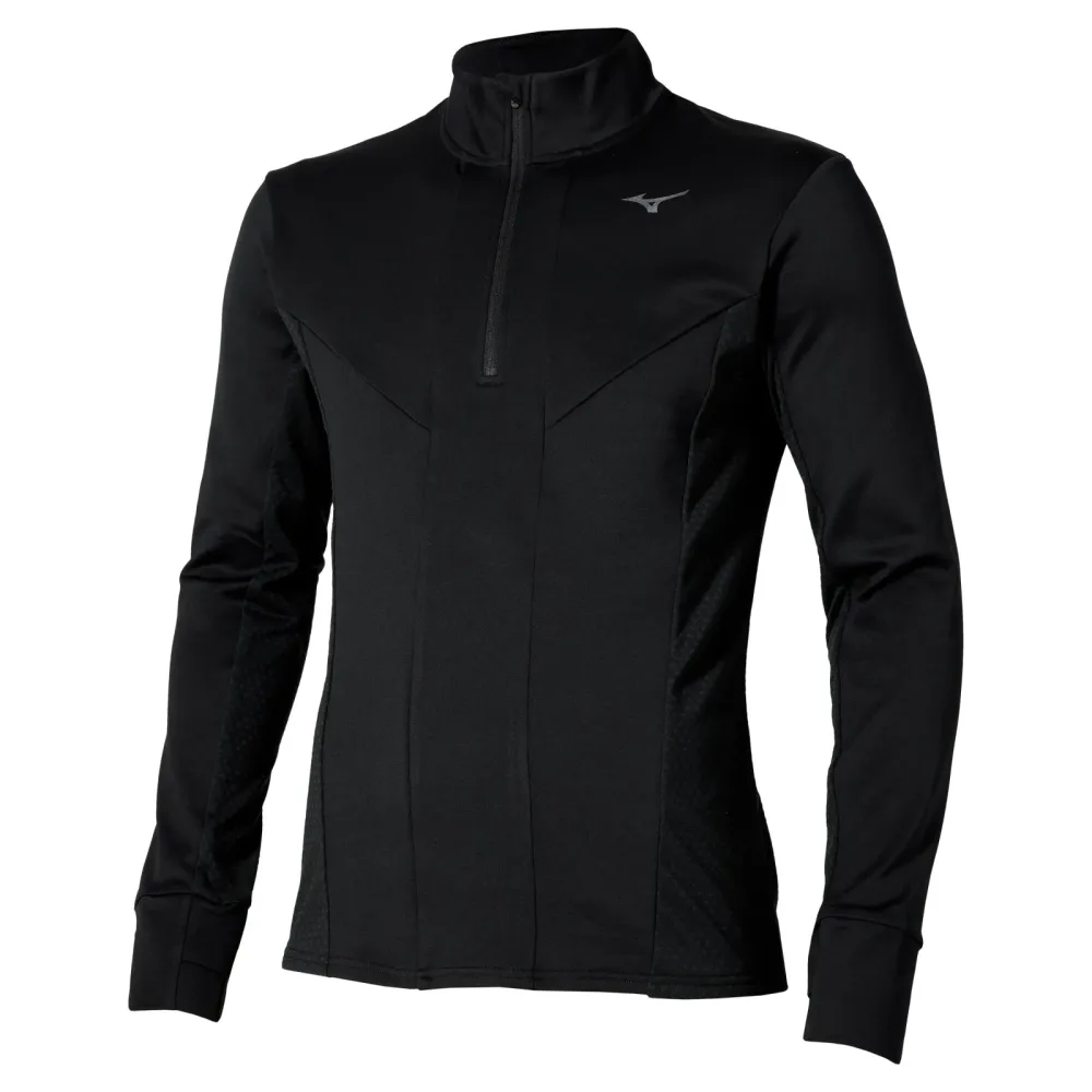 Mizuno Active Warmalite Half Zip Laufshirt Herren-Schwarz