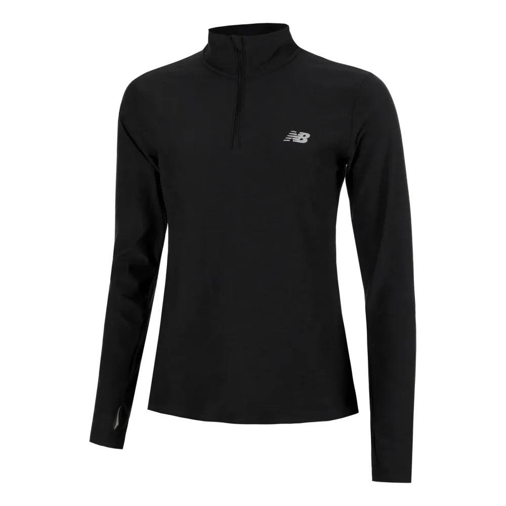 New Balance Space Dye Quarter Zip Longsleeve Damen - Schwarz