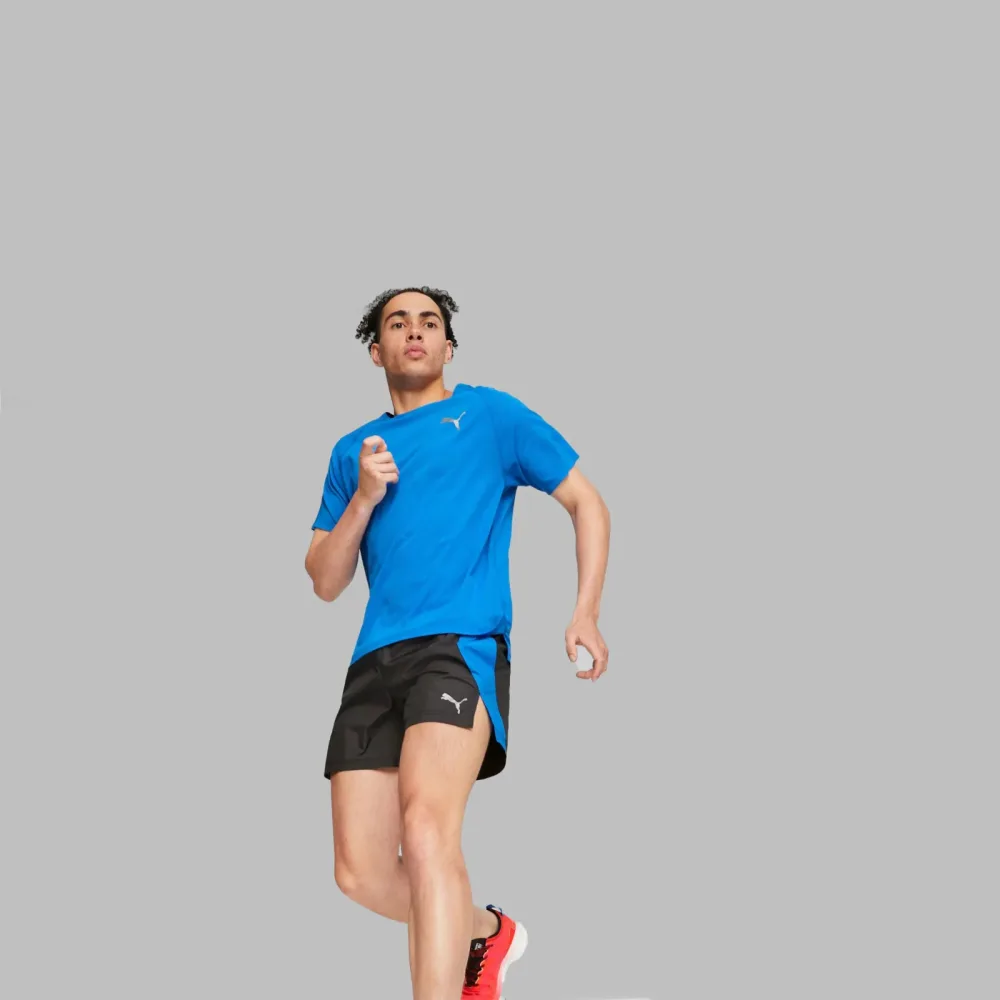 Puma Run 5in Shorts Herren - Schwarz, Blau